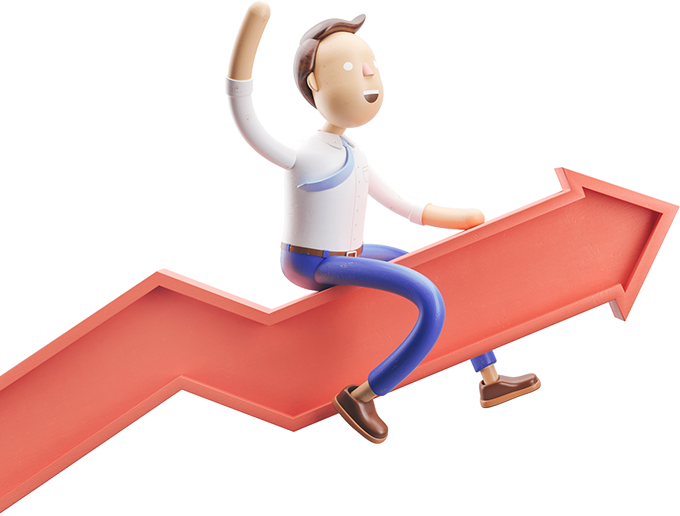 Professional illustration with arrow pointing to success