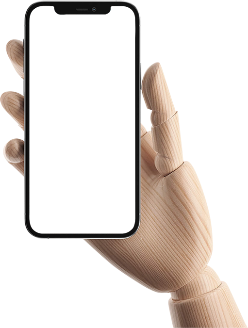 Hand holding mobile screenshot